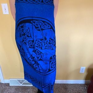 Sarong deep blue with unicorns BONUS * Tie
